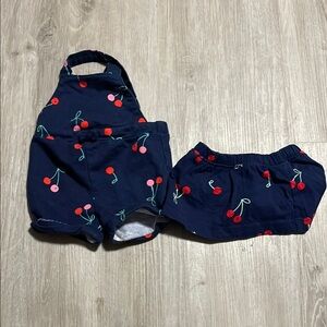 4/$20 Carters Cherry Print Kids Accessory Set - Navy 3M